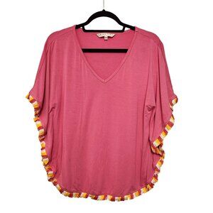 Trina Turk Pink Delfino Fringed Tunic Top Size XS/S